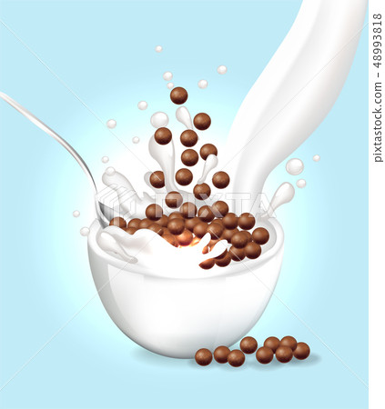 Milk splash in a bowl Vector realistic. Blue Milk splash in a bowl Vector realistic. Blue 48993818