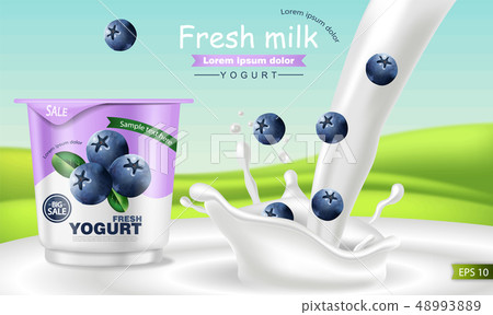 Blueberry yogurt Vector realistic. Product Blueberry yogurt Vector realistic. Product 48993889