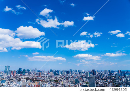 藍天東京大城市風景對比強烈 48994805