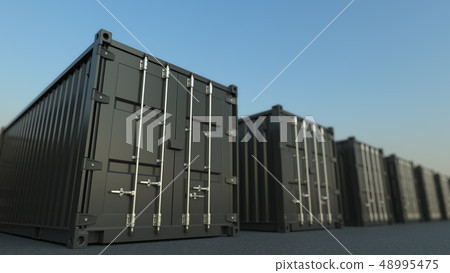 Black cargo containers, 3D rendering Black cargo containers, 3D rendering 48995475
