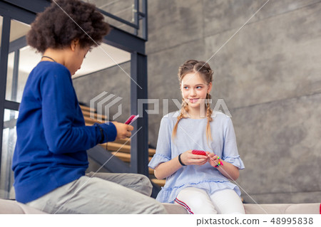 Amazing longhaired girl creating plan of actions 48995838