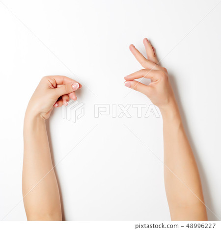 Woman hands white. 48996227