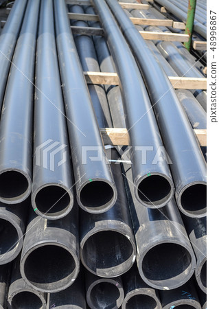 Plastic pipes in stock of finished products 48996867