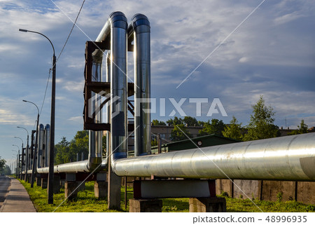 Overground heat pipes. Pipeline above the earth 48996935