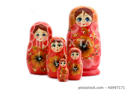 Red matrioshka close up Red matrioshka close up 48997171