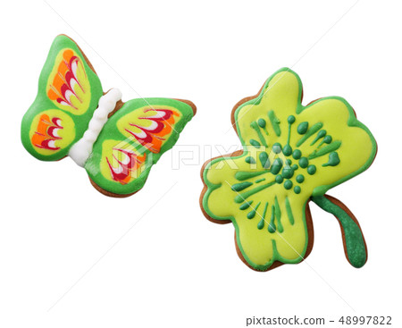 Butterfly and clover leaf 48997822