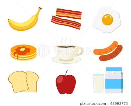 Breakfast menu set isolated on white background - Stock Illustration ...