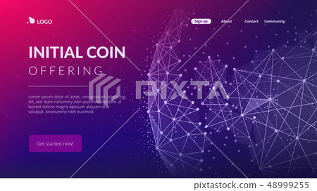 Blockchain technology futuristic hud banner with world globe. 48999255