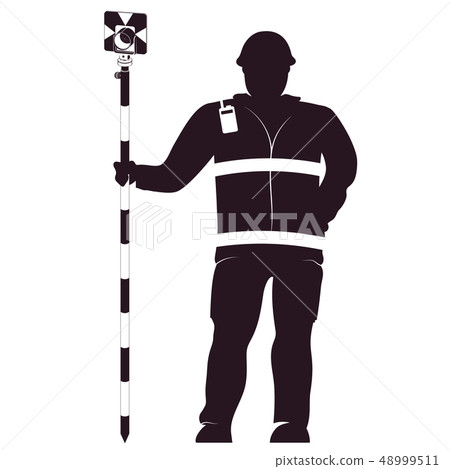 Surveyor in uniform with a working tool Surveyor in uniform with a working tool 48999511