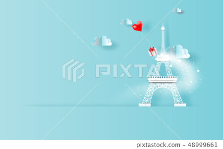 3D Paper art of red balloons heart gift floating-插圖素材 [48999661] - PIXTA圖庫