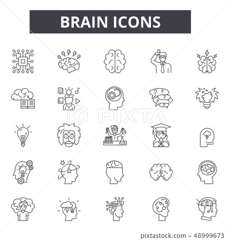 Brain line icons for web and mobile design.... - Stock Illustration ...