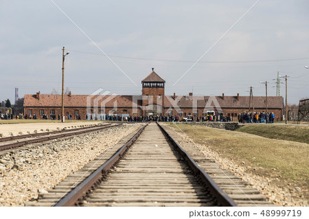 Rail entrance to concentration camp at Auschwitz Birkenau KZ Poland March 12, 2019 48999719