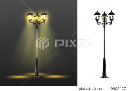 Realistic Street Lights Composition Set 49000427