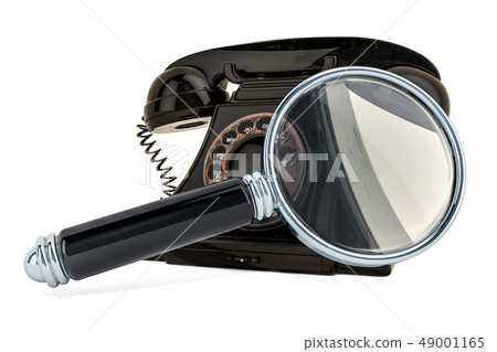 Phone with magnifying glass. 3D rendering 49001165