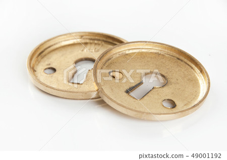 Vintage brass keyhole lock covers 49001192