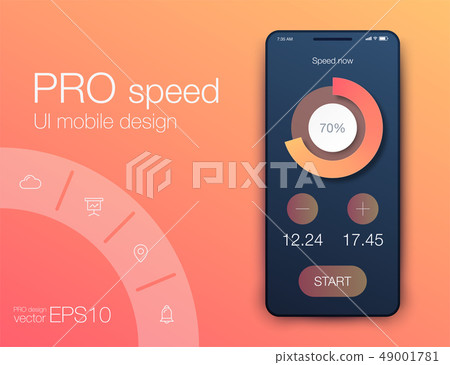 Mobile phone application for analytics. stock vector 49001781