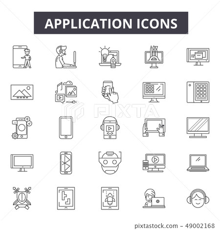 Applications line icons for web and mobile design. Editable stroke signs. Applications outline Applications line icons for web and mobile design. Editable stroke signs. Applications outline 49002168