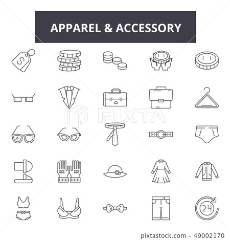 Apparel & accessory stores line icons for web and mobile design. Editable stroke signs. Apparel 49002170