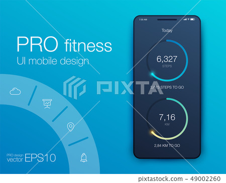 Fitness app. Ui ux design. UI design concept with web elements 49002260