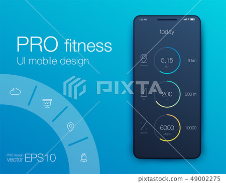 Fitness app. Ui ux design. UI design concept with web elements Fitness app. Ui ux design. UI design concept with web elements 49002275