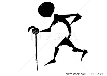 Silhouette of an old man 49002395