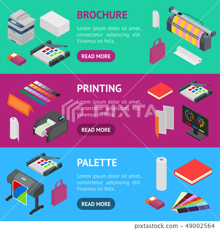 Printing Signs 3d Banner Horizontal Set Isometric View. Vector 49002564