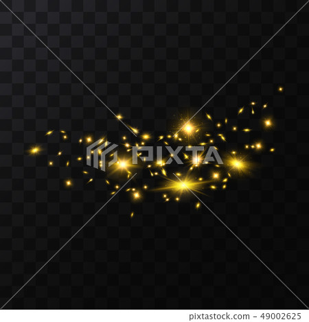 Realistic Detailed 3d Golden Star Light Sparkles. Vector 49002625