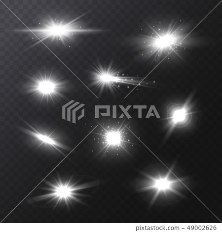 Realistic Detailed 3d Star Light Sparkles Set. Vector 49002626