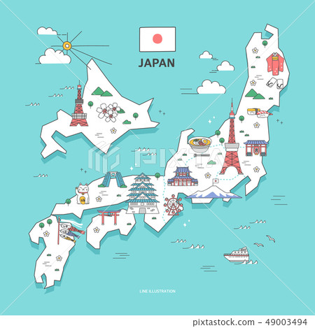 Japan landmark world travel illustration Japan landmark world travel illustration 49003494