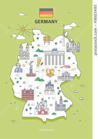 Germany landmark world travel illustration Germany landmark world travel illustration 49003495