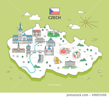 Czech landmark world travel illustration Czech landmark world travel illustration 49003498