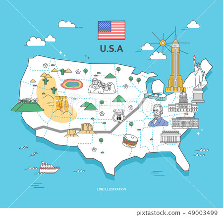 USA landmark world travel illustration USA landmark world travel illustration 49003499