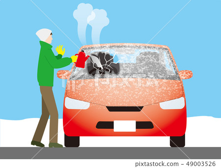 It is dangerous to melt the frost on the windshield of the car with hot water 49003526