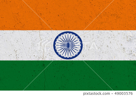 India flag on concrete wall India flag on concrete wall 49003576