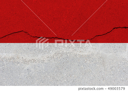 Indonesia flag on concrete wall with crack 49003579