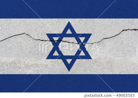 Israel flag on concrete wall with crack Israel flag on concrete wall with crack 49003585