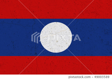 Laos flag on concrete wall Laos flag on concrete wall 49003589