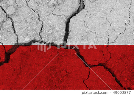 Poland flag on the cracked earth 49003877