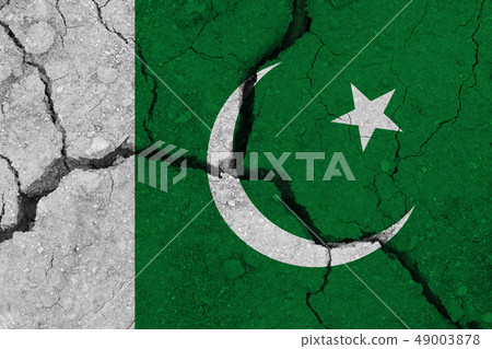 Pakistan flag on the cracked earth 49003878