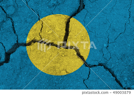 Palau flag on the cracked earth Palau flag on the cracked earth 49003879