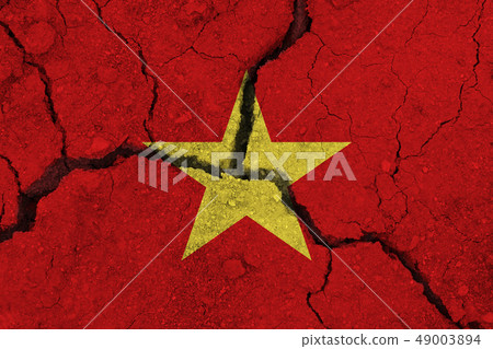 Vietnam flag on the cracked earth 49003894