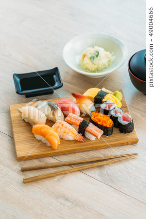 Salmon tuna shell shrimp and other meat sushi maki 49004666