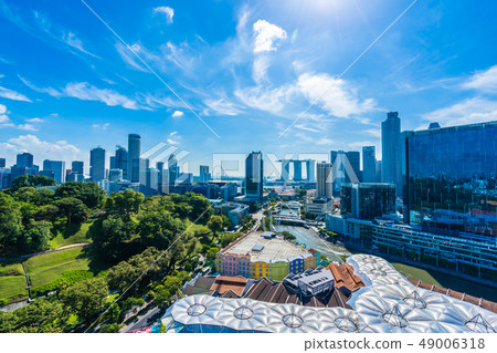 Beautiful architecture building exterior cityscape in Singapore city skyline Beautiful architecture building exterior cityscape in Singapore city skyline 49006318