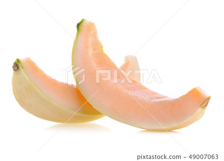 cantaloupe melon on white background 49007063