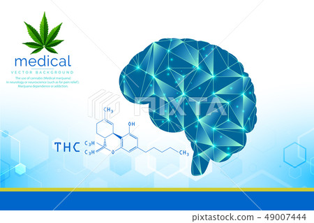 Marijuana plant and brain on THC backgrounds. 49007444