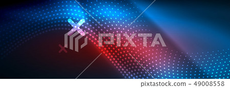 Glowing abstract wave on dark, shiny motion, magic space light. Vector techno abstract background Glowing abstract wave on dark, shiny motion, magic space light. Vector techno abstract background 49008558