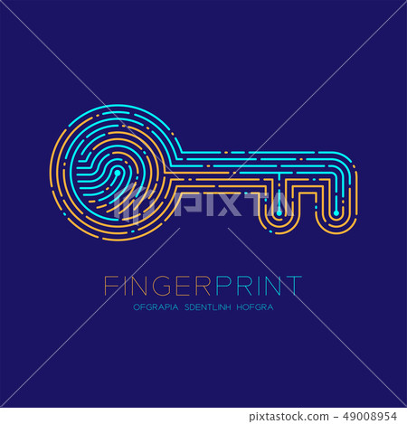 Key shape pattern Fingerprint scan logo icon dash 49008954