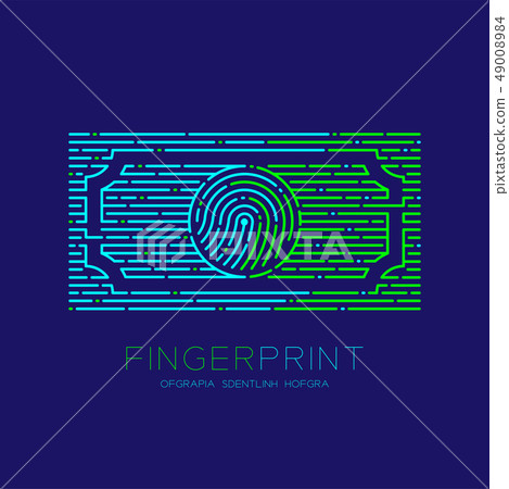 Banknote shape Fingerprint scan pattern logo dash - Stock Illustration ...