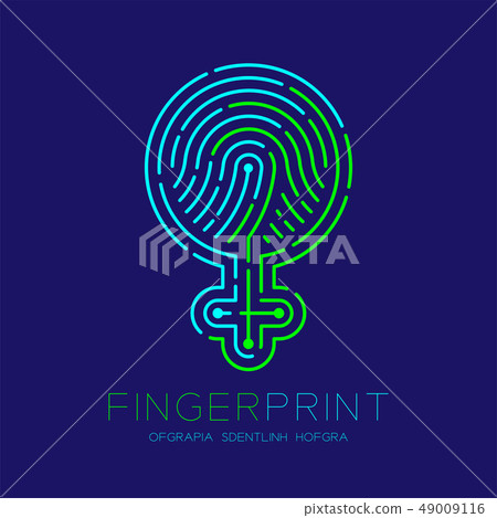 Women sign pictogram pattern Fingerprint scan logo 49009116