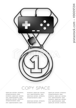 Medal number one shape made cable Retro Gamepad 49009594